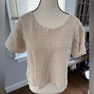 Solitaire Cream Crochet Blouse Size Medium